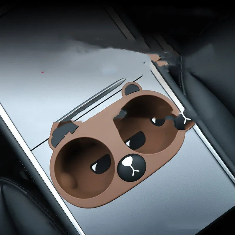 Silicone car cup holder insert in grey colour for drink stabilisation