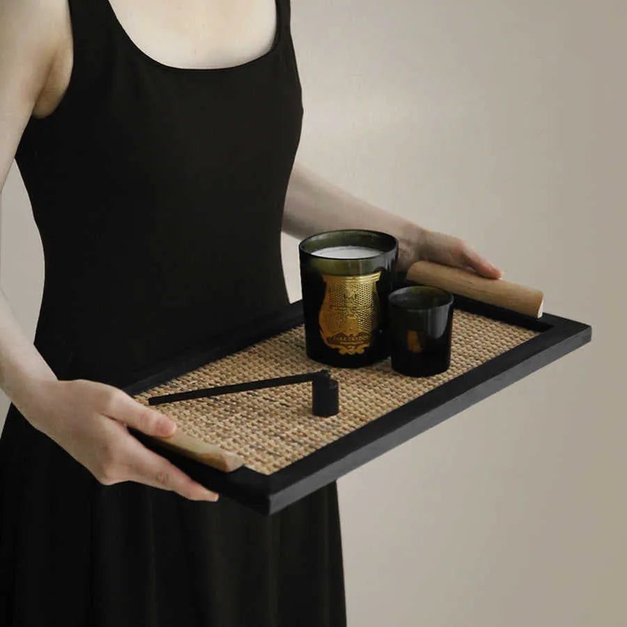 Pine wood dining tray with compartment sections in house design shape, available in two sizes