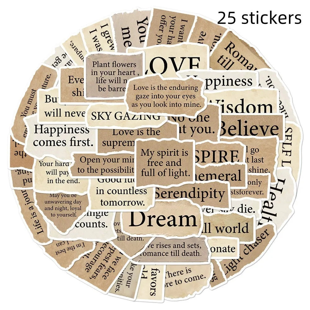 Tear English pattern decorative stickers set with reusable adhesive