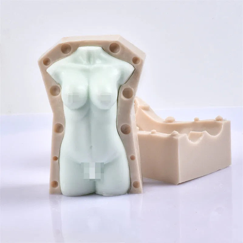 Geometric silicone mould for body candles with small 10cm and large 14cm sections