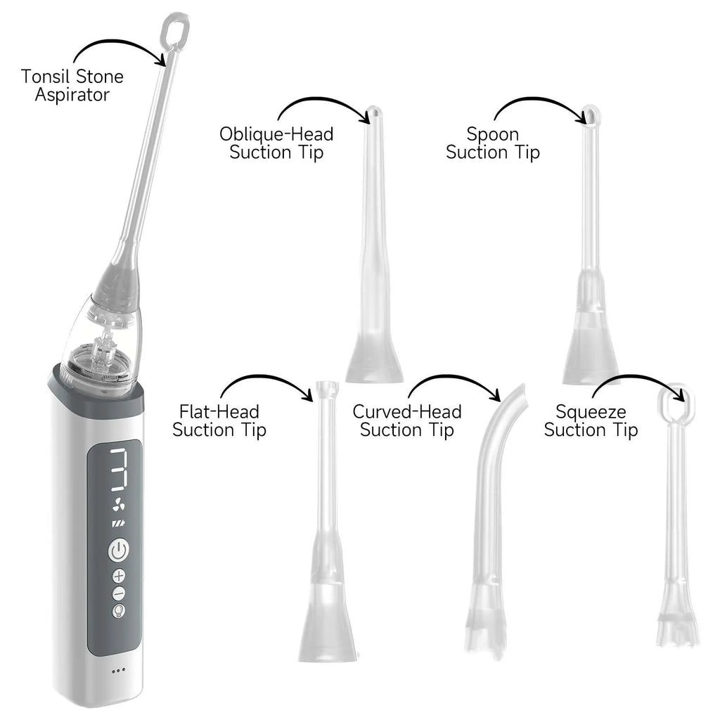 Tonsil stone extractor oral cleaning tool set for dental calculus removal in milky white