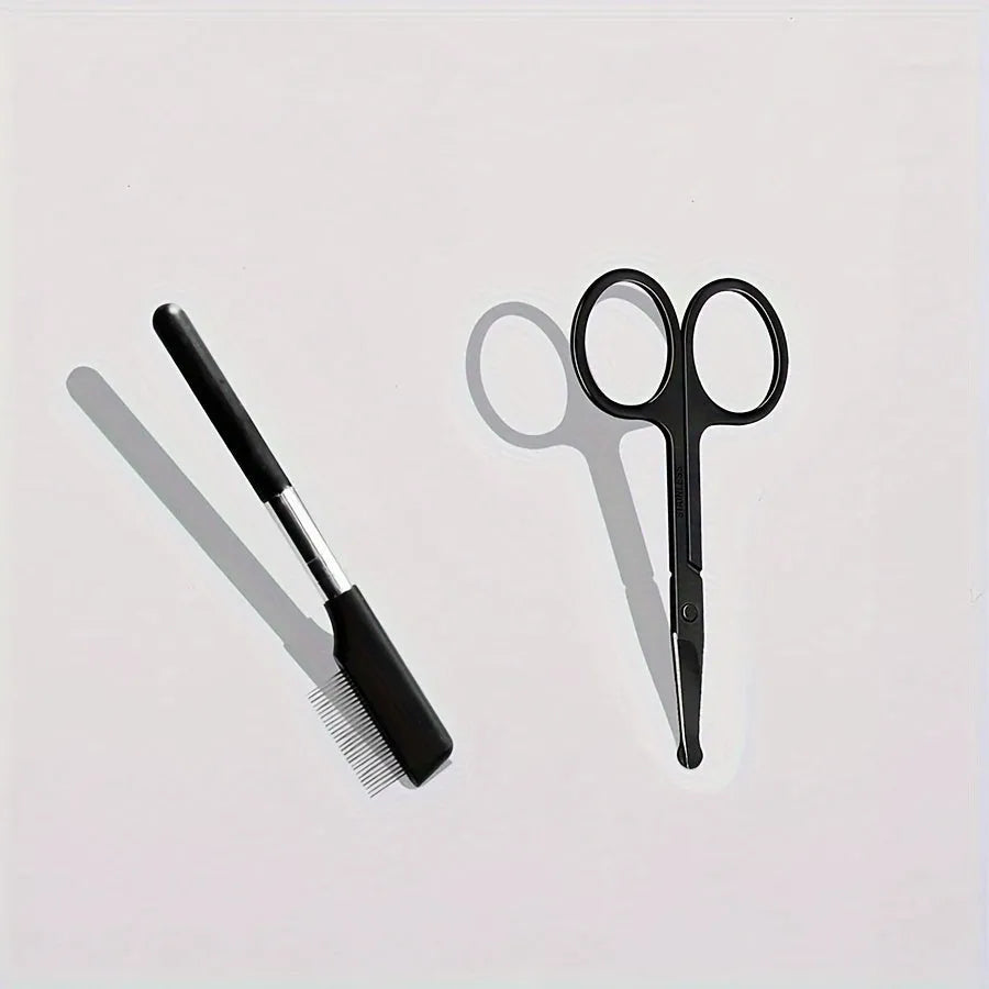 Black ambidextrous pet grooming brush with soft tear stain remover and comb for dogs and cats