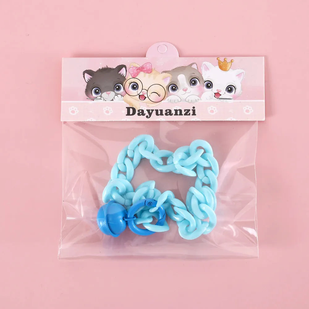 Plastic chain pet collar in macaron candy colours for cats dogs rabbits with adjustable sizing
