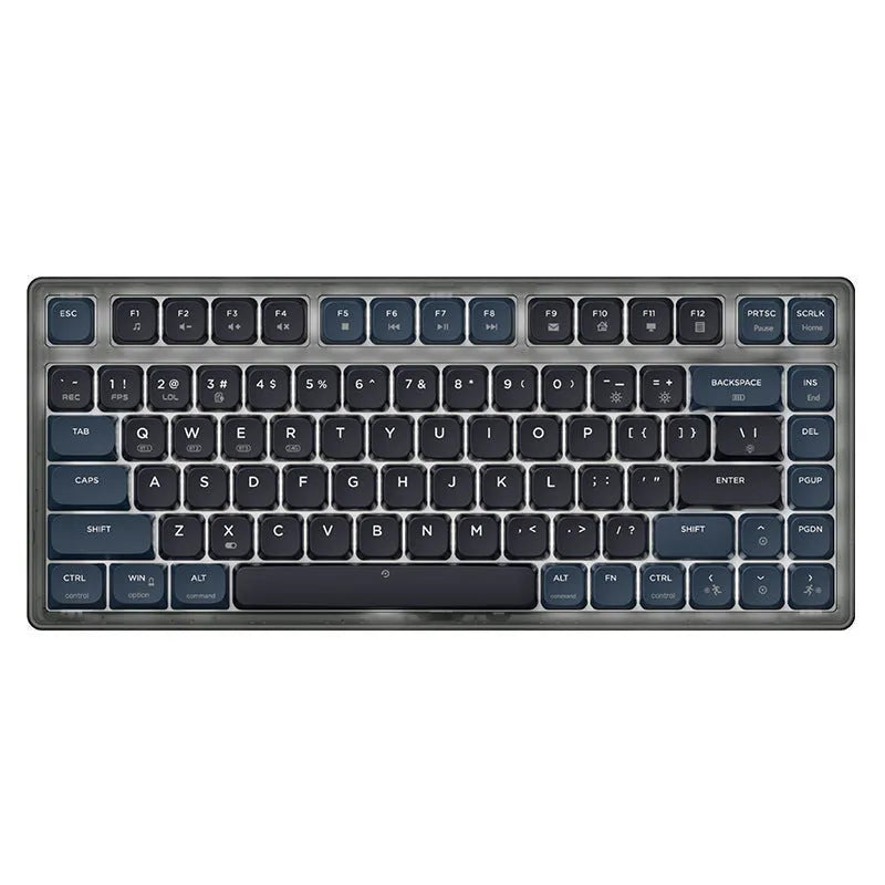 Ajazz AK832PRO green and tea coloured three-mode mechanical keyboard with RGB lighting on a desk.
