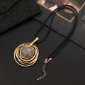 Vintage geometric plaid sweater chain necklace in TLN716 gold with adjustable 51-80cm perimeter and snakeskin wax rope chain