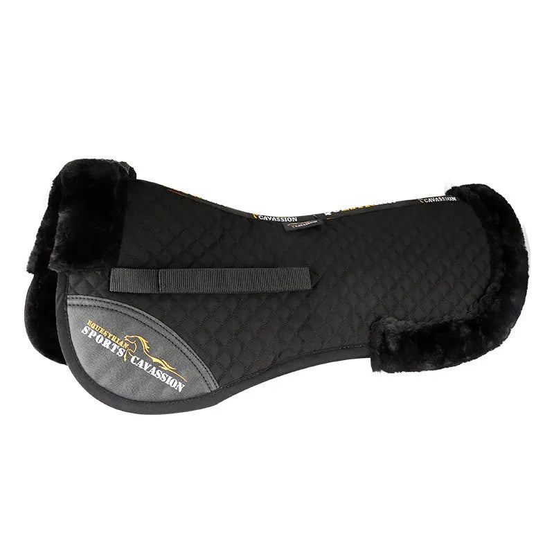 Wool riding saddle pad for equestrian and cycling with shock absorption and waist protection