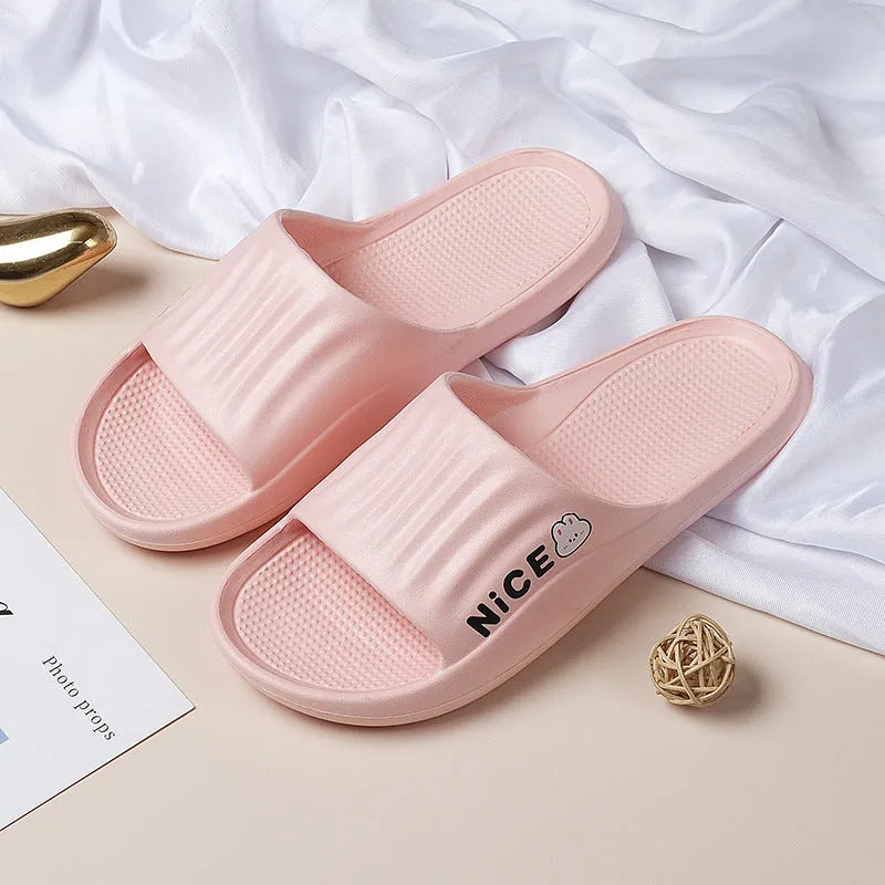 Minimalist cartoon pattern flip flop slippers in various colours with EVA sole and upper