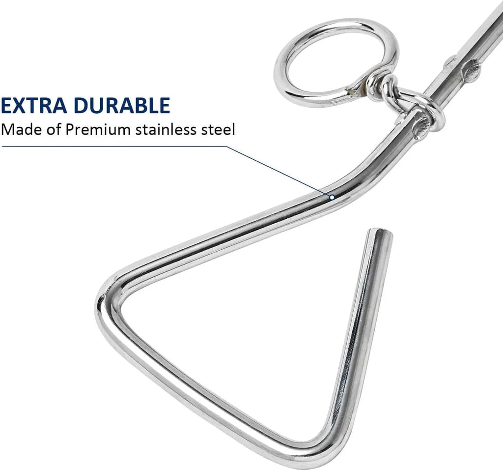 Silver spiral dog tie out stake made of solid steel for secure ground anchoring