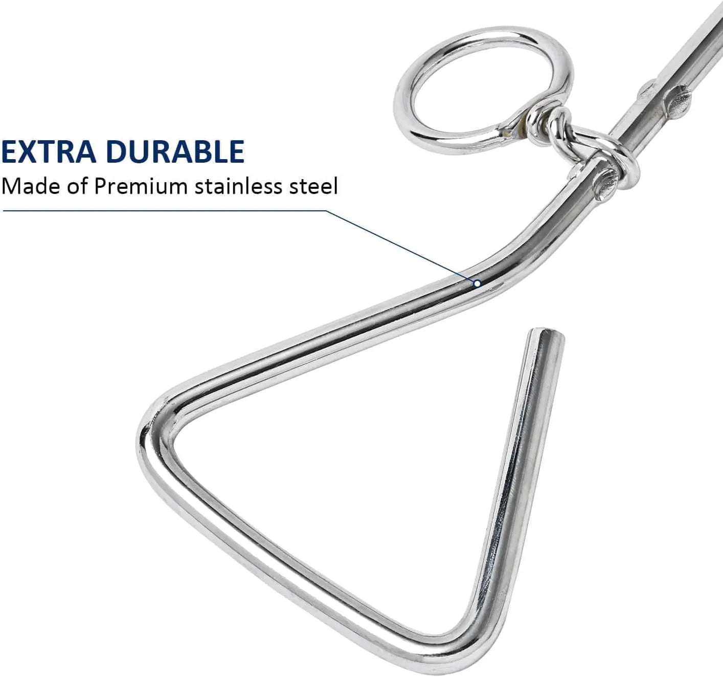Silver spiral dog tie out stake made of solid steel for secure ground anchoring