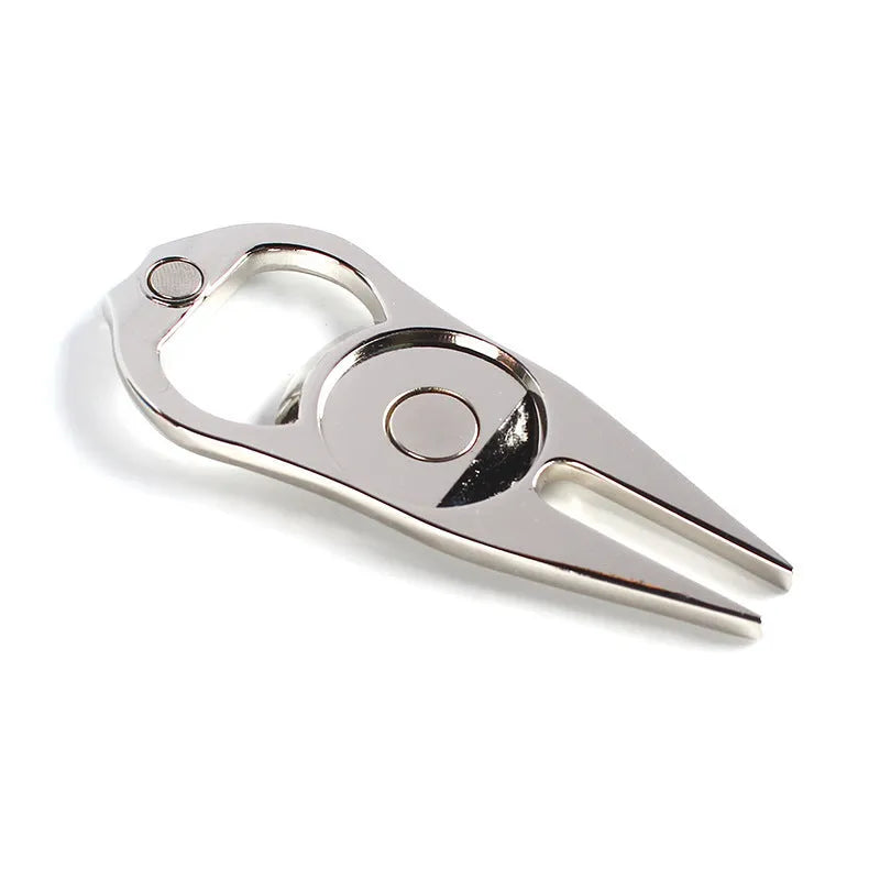 Black green silver zinc alloy golf ball yoke bottle opener tool with ball marking and opening functions