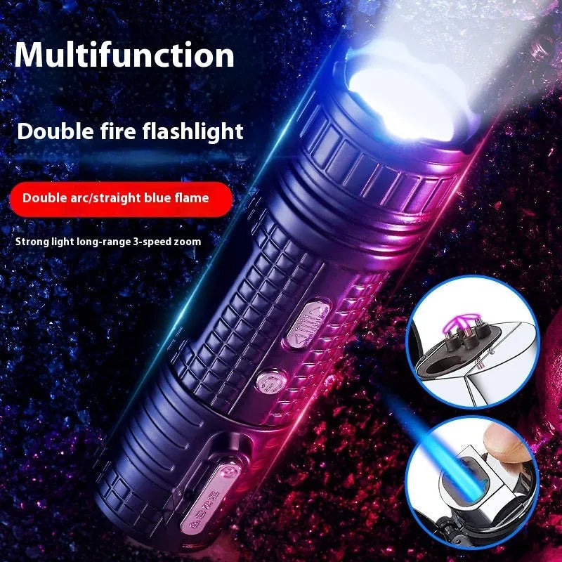 TH727 waterproof metal multifunction lighter and flashlight in camouflage colour.