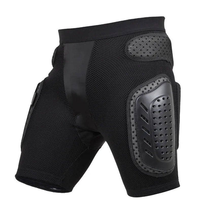 Black cycling hip protection pants with multifunctional hip pad for bicycle riding safety