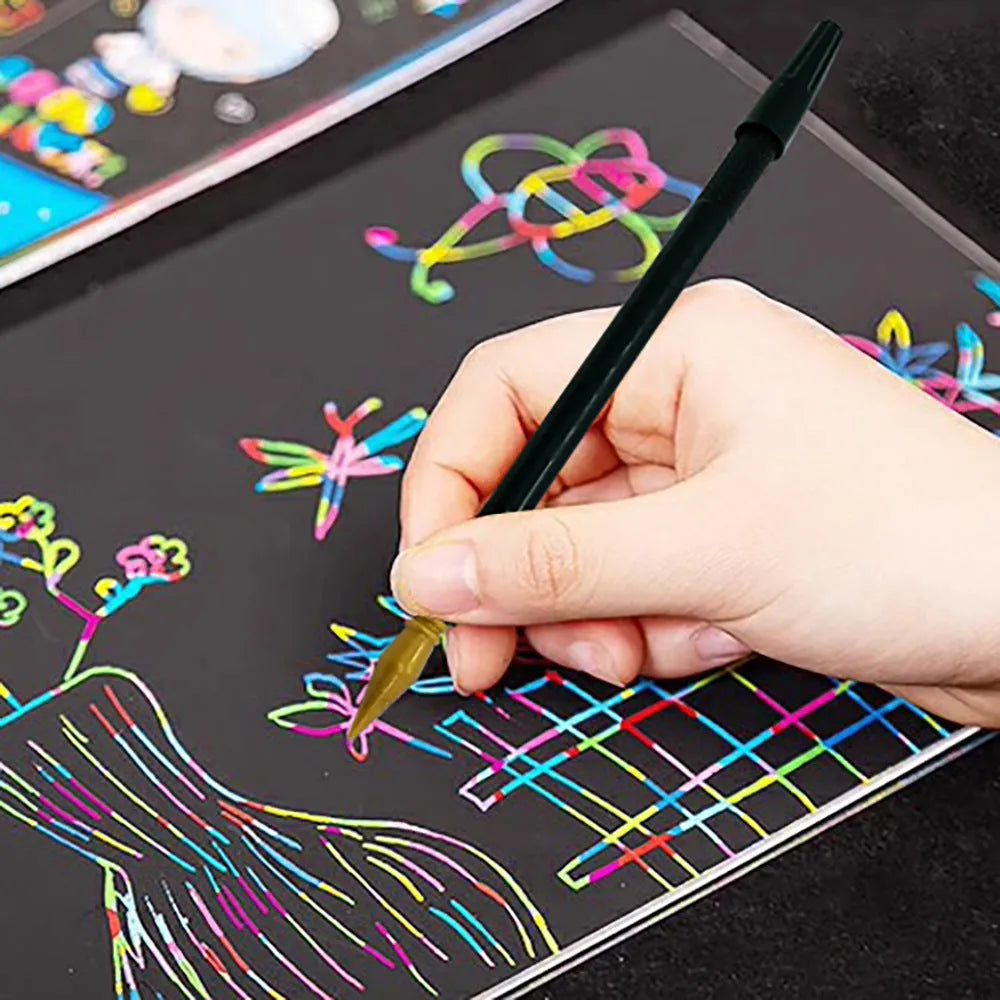 PS plastic scratch art pen for children's scratch paper artwork tools