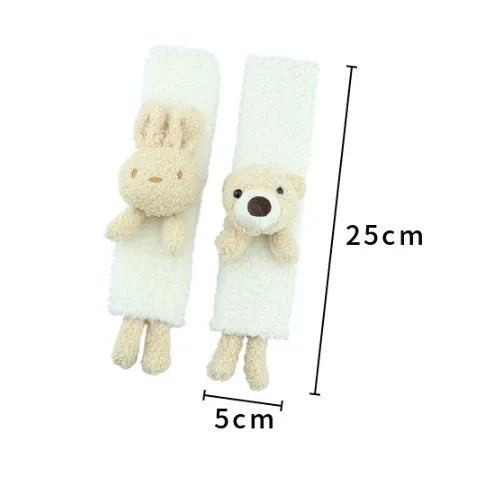 Lamb wool car seat belt shoulder protector with cartoon bear design