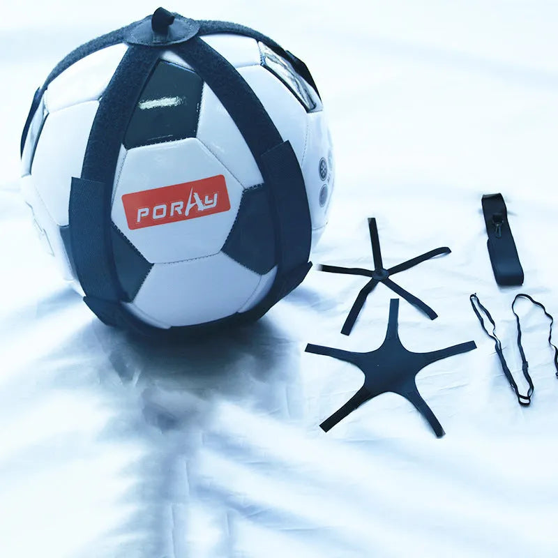Black football juggling belt with 2 metre static belt for rotational sports training