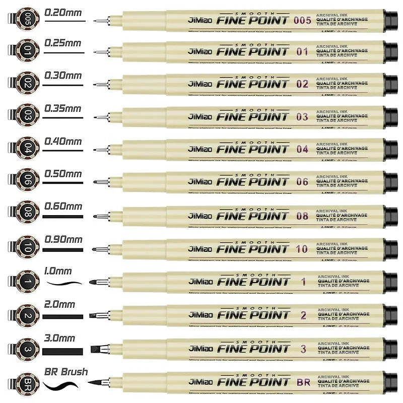 Cartoon sketch needle drawing pen with hand-drawn syringe design, black refill, 133mm plastic body