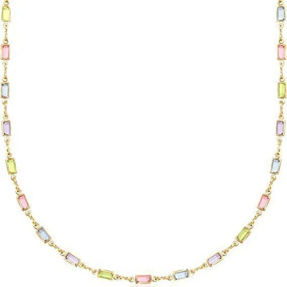 Ladies alloy necklace with a glass geometry pendant on a 41-50cm chain, cold wind style.