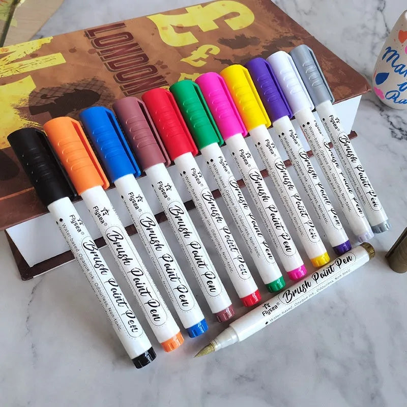 Set of soft-tip gouache paint marker pens for hand lettering and artistic calligraphy projects
