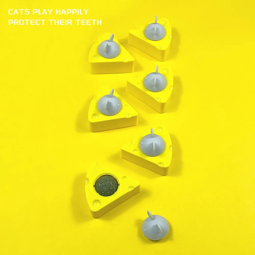 Yellow edible catnip toy ball with cheese flavour for cats