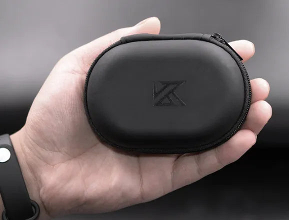 Black oval leather earphone storage bag compatible with EDX PRO and ZEX PRO models