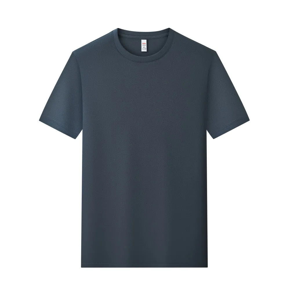 Round neck quick-drying mesh T-shirt in black, slim fit pullover, sizes S to 4XL