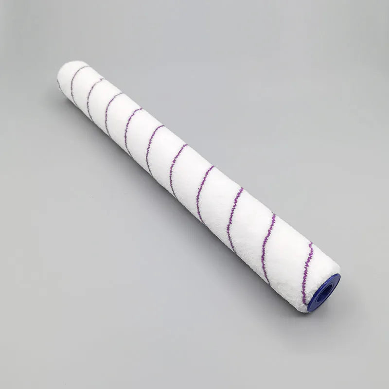 18-inch wide paint roller with three removable brush heads and a black paint tray.