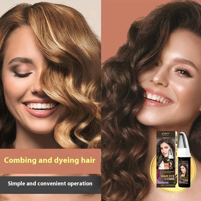 Hair dye kit with comb applicator and three 200ml bottles in brown, wine red, and dark brown shades