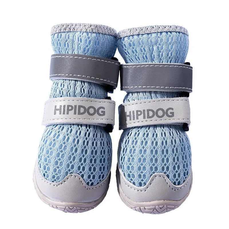 Cartoon style breathable dog shoes for summer paw protection against hot pavements