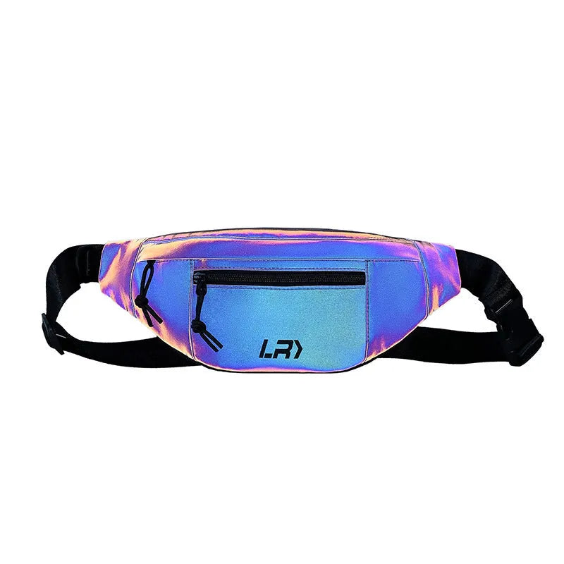 Blue reflective cycling crossbody chest bag with open pocket and soft handle