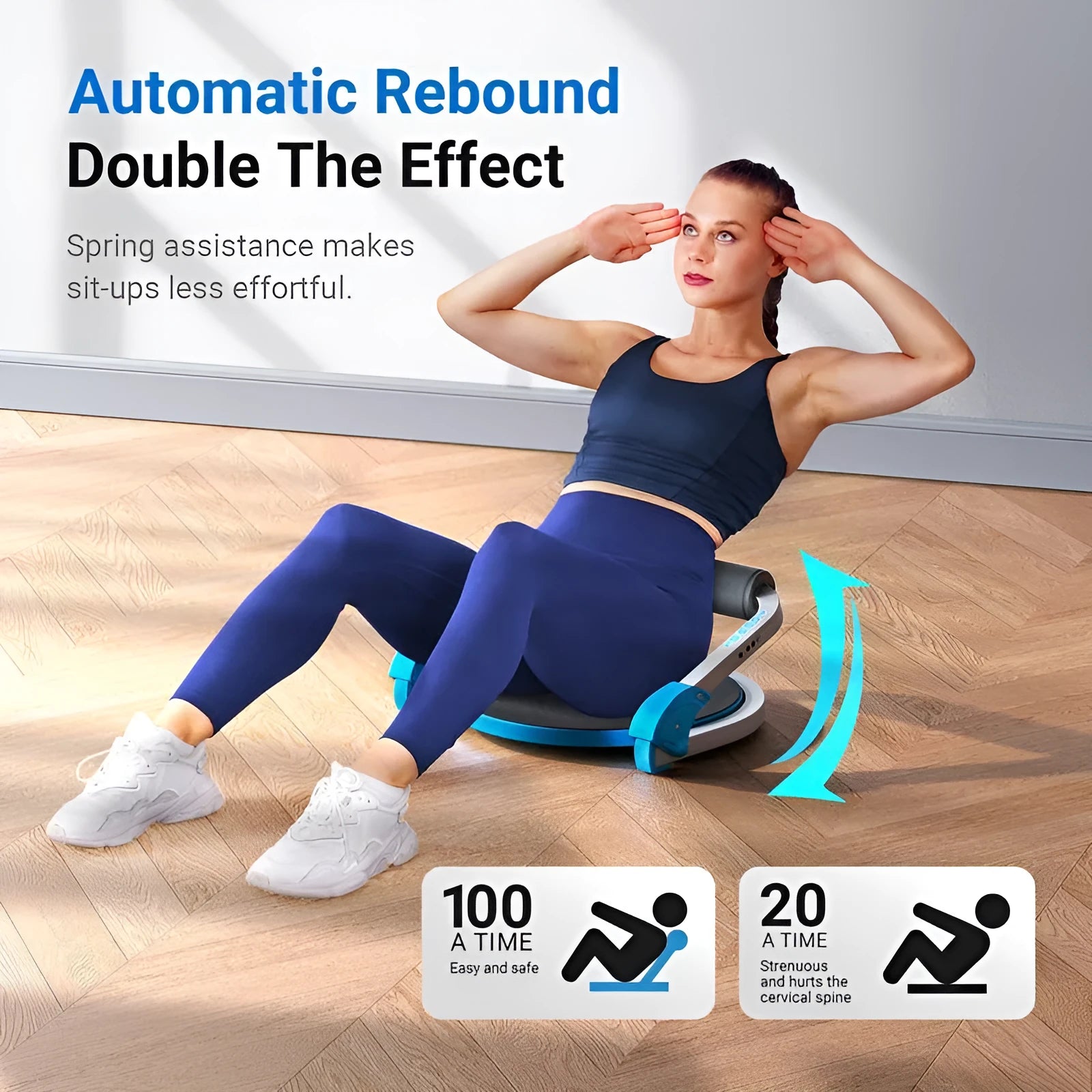 Mini multifunctional abdominal exercise device in sky blue and red colour options