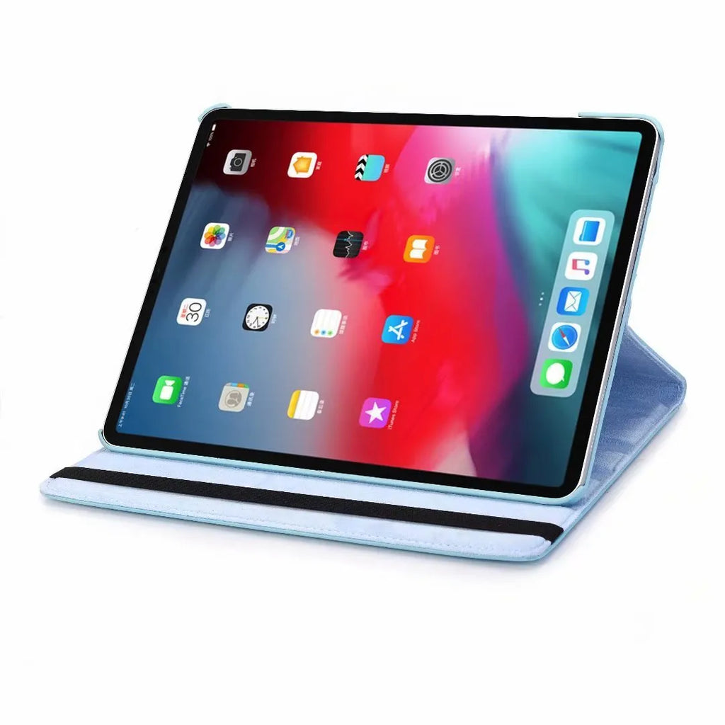iPad protective sleeve case in imitation leather with rotating clamshell design for multiple iPad models