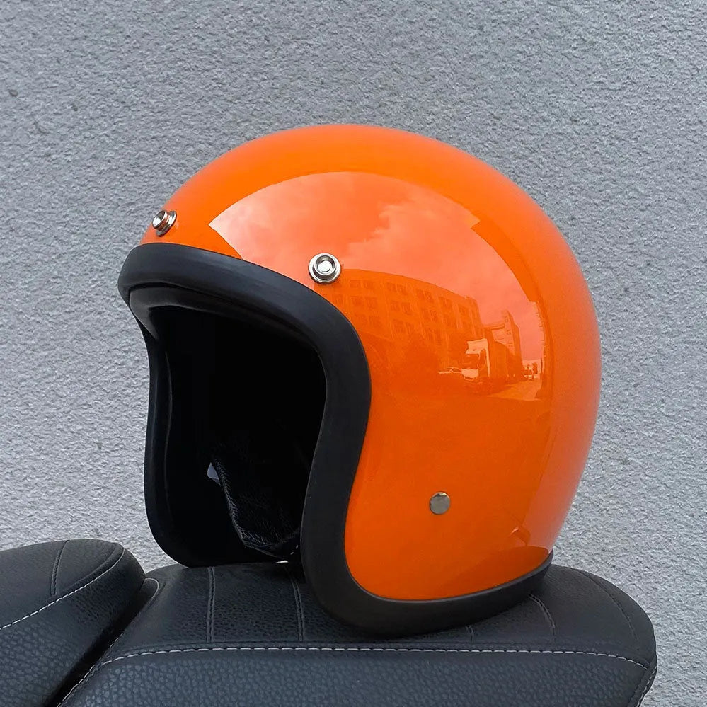 FRP retro-style motorcycle half helmet for electric bike commuting in glass fibre construction