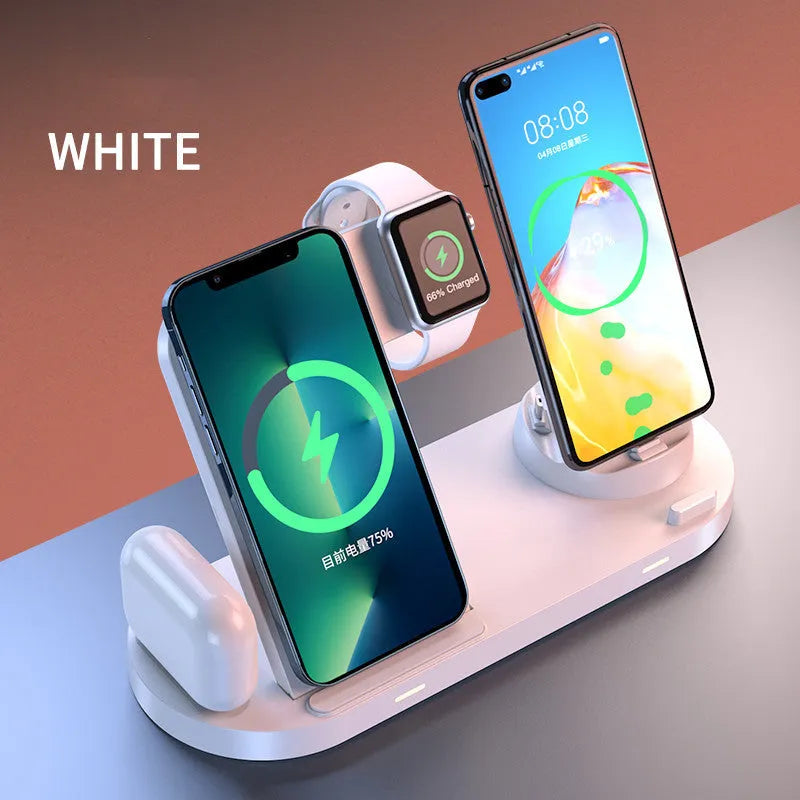 Multifunctional foldable wireless charger base plate in Black or White with 15W single port and 38W total power, QC2.0 QC3.0 support