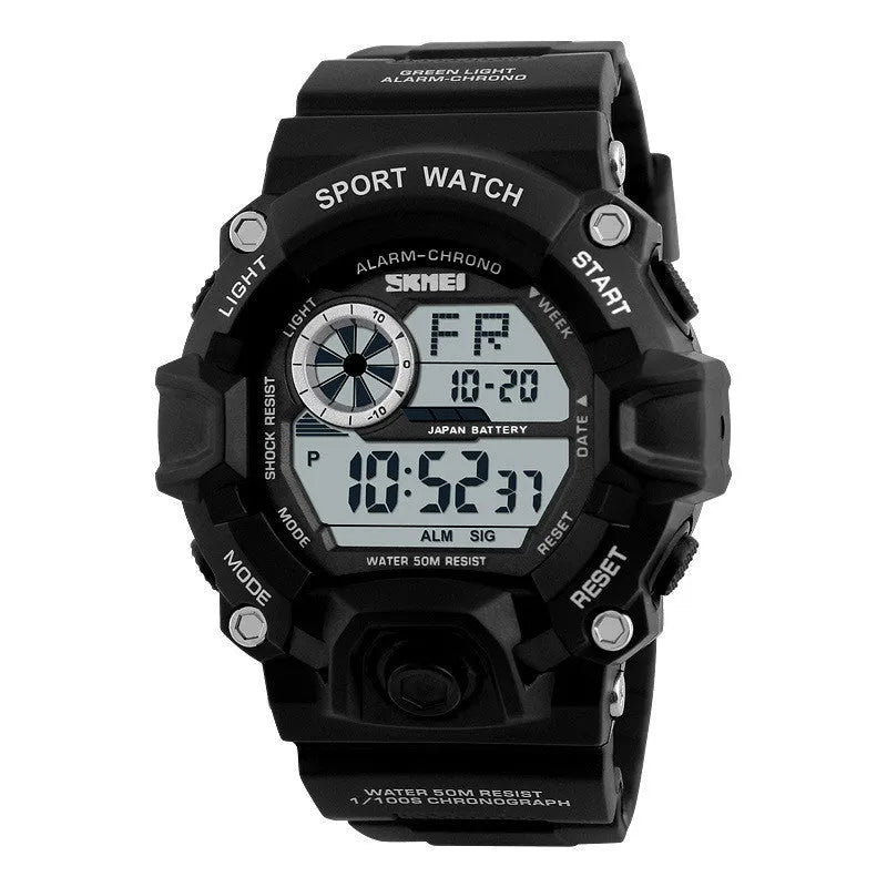 Waterproof multifunctional mountaineering student electronic watch in sports style