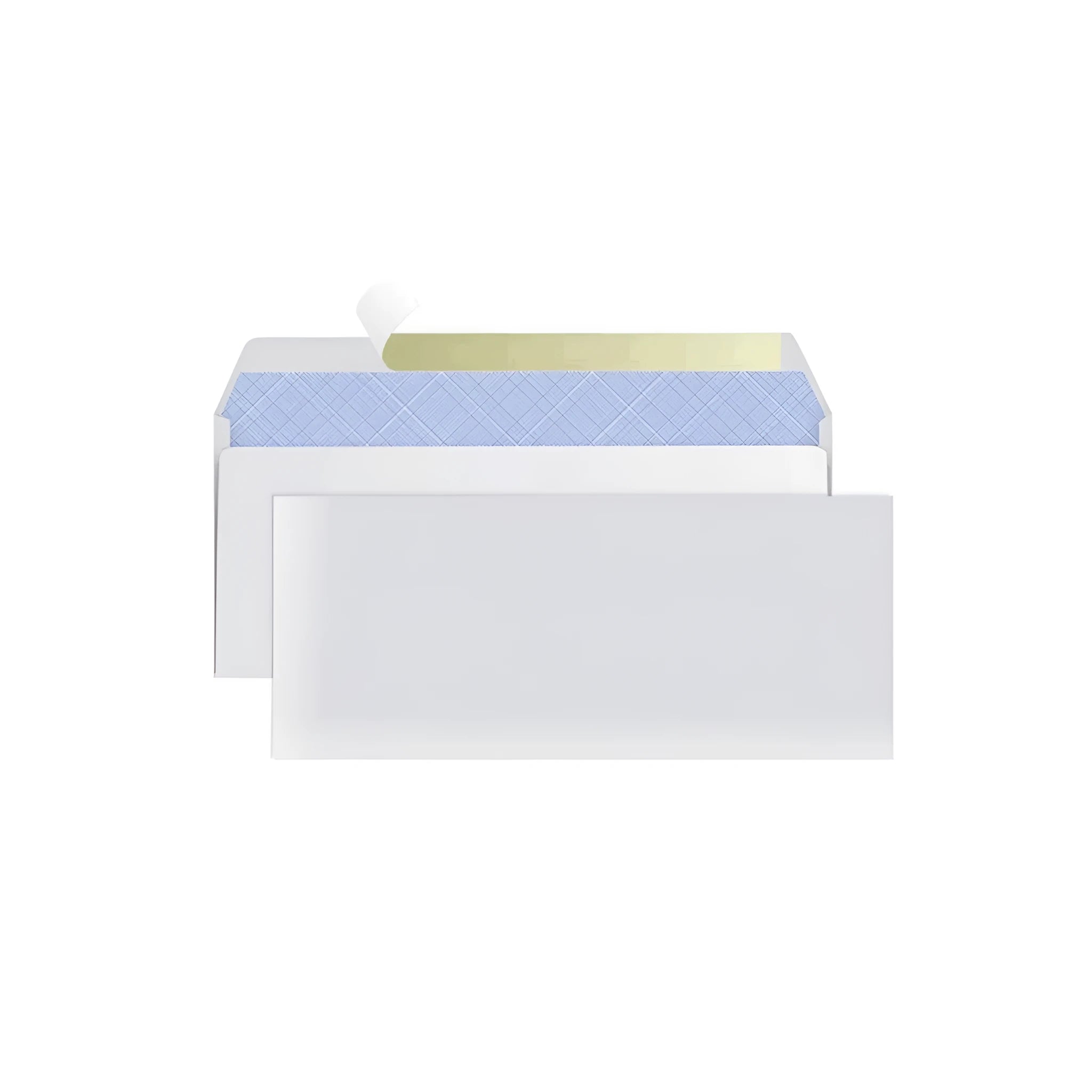 Blue confidential security envelope with self-adhesive tamper-evident seal showing 105x240mm dimensions
