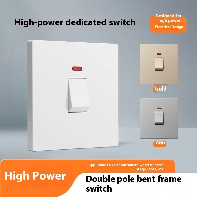 Curved rack electrical switch with illuminated panel for water heater and air conditioner control