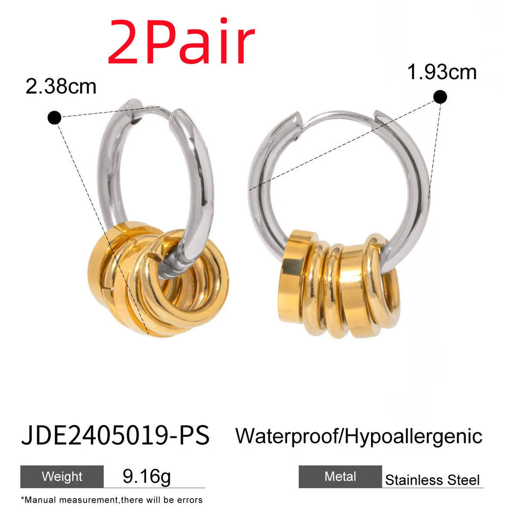 Ins style stainless steel earrings with electroplated metallic finish in two colour options