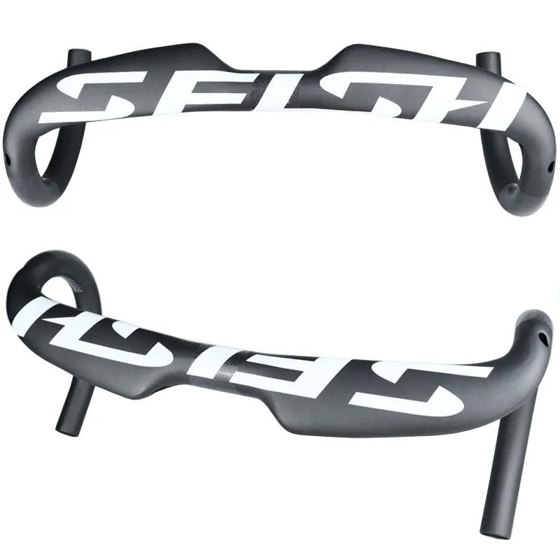 Carbon fibre road bicycle handlebar showing 31.8mm clamp, in black light finish with 80mm reach and 130mm drop dimensions.