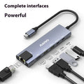 Steam Deck six-in-one docking station with Type-C cable, aluminium shell, HDMI, Ethernet, and USB ports.