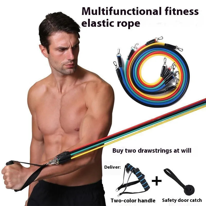 Multi-functional door sports 11-piece set with pulling rope for indoor strength training
