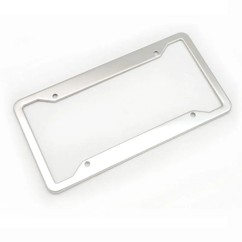 Aluminium alloy stainless steel licence plate frame in black finish showing dimensions