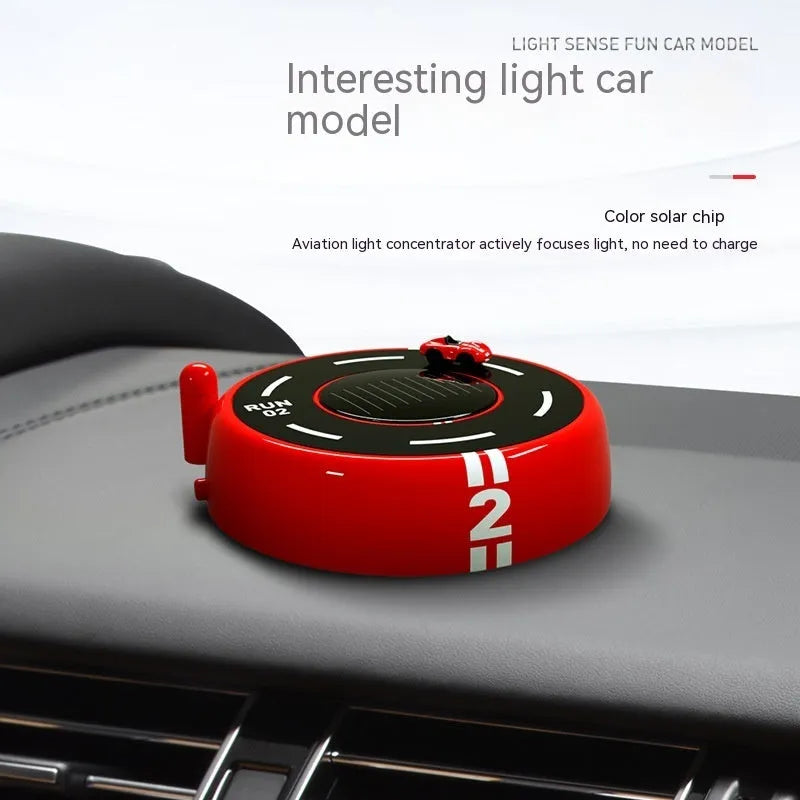Modern circular solar car perfume diffuser in black colour with USB connectivity port