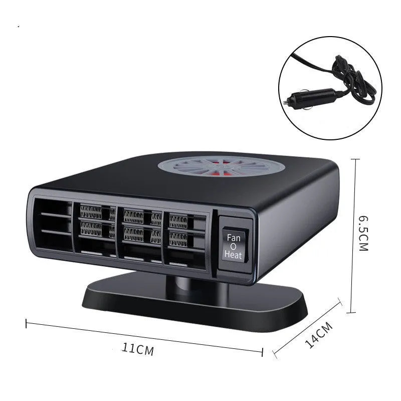 Compact black vehicle-mounted heater for car defrosting with adjustable airflow direction