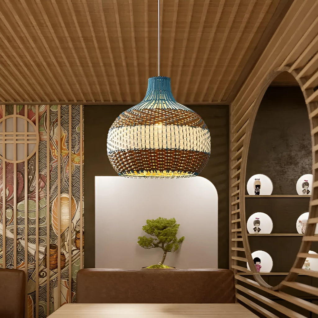 Vine woven pendant lamp in Southeast Asian style with 30cm 40cm 50cm diameter options