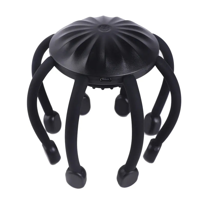 USB electric head massager with multiple silicone claws in black, white, and upgrade versions