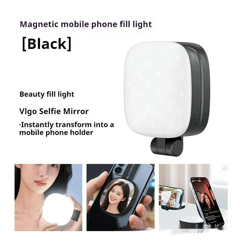 61.2mm wide mobile phone magnetic fill light with three-colour temperature settings and universal phone holder