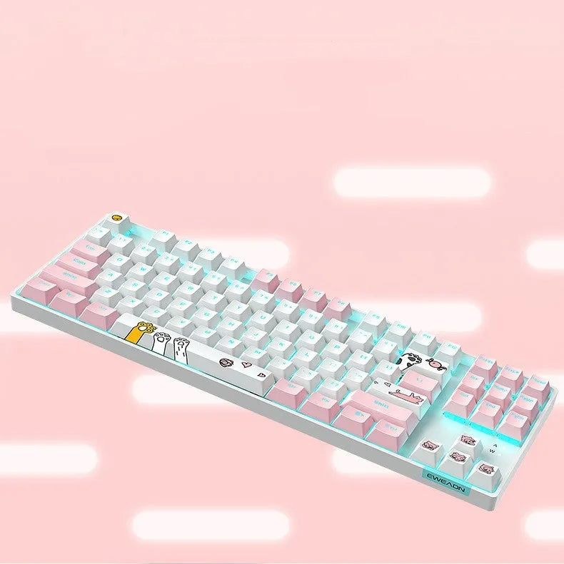 87 key green axis mechanical keyboard with metal panel, RGB light effect and two-colour key caps