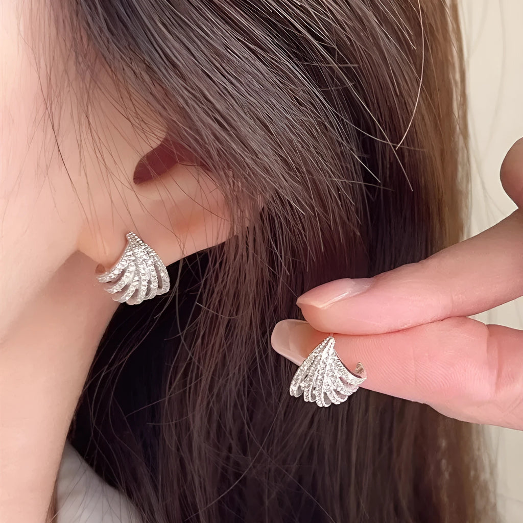 Geometric zircon earrings with platinum electroplating and European-American styling design