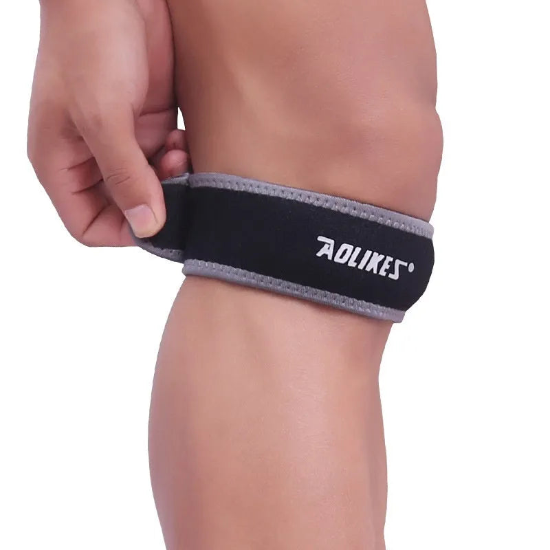 Adult black and grey patella retinaculum knee support for running and sports