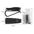 Black plastic car sun visor clip organiser for glasses, tickets and ID cards measuring 6.5 by 2.3 centimetres